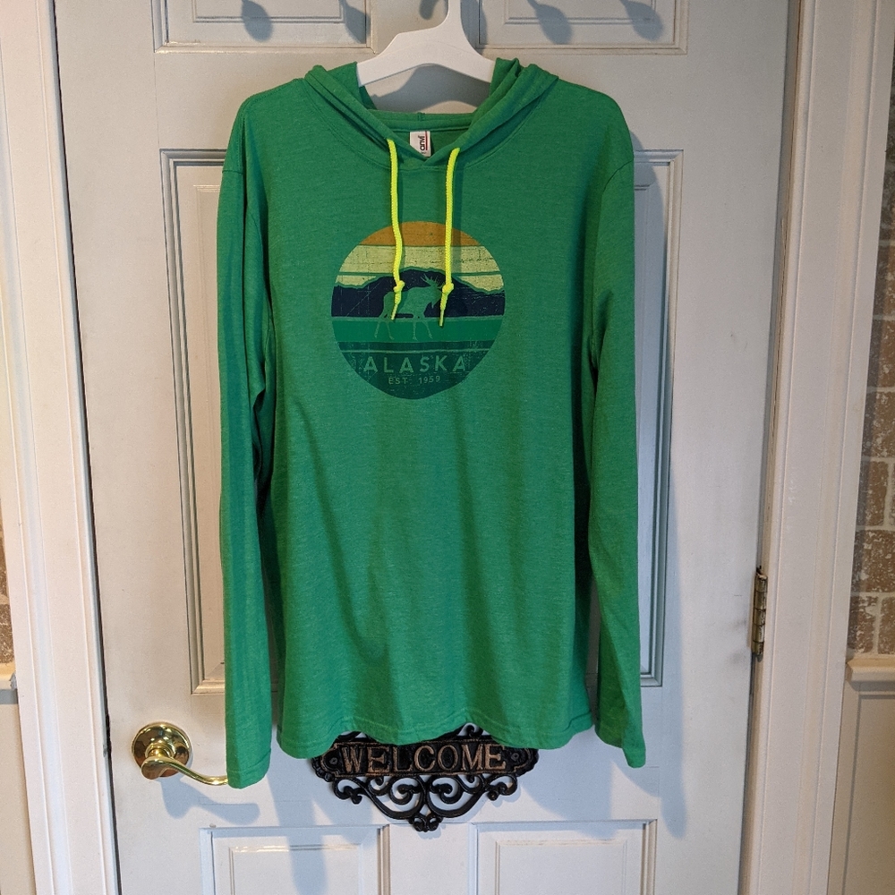 Anvil Alaska Long Sleeve Tee Hoodie Moose Shirt